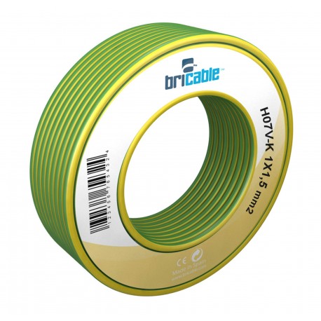 Cable eléctrico hilo flexible bricable amarillo verde 2x5,5mm 25mts