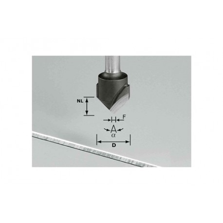 Fresa para ranuras en V HW S8 D18-90°/Alu