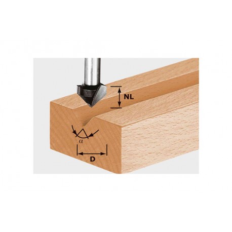 fresa para ranuras en V HW S8 D14/7/90°