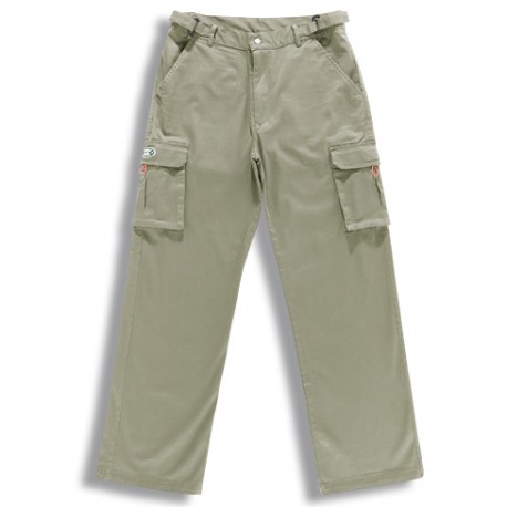 Pantalon Elastico Algodon Y Elastano Color Caqui - 1