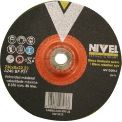 Disco desbaste metal 230X6X22 mm nivel