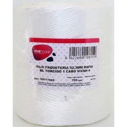 Rollo hilo 750gr 02,3mm rafia blanco