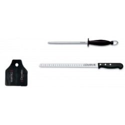 Cuchillo jamonero 29 cm con chaira 3 claveles