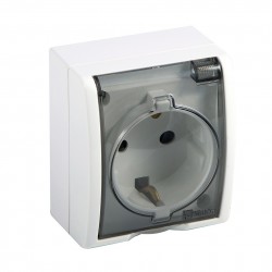 Base enchufe eléctricidad schuko blanco