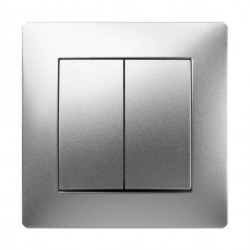 Doble conmutador 10a-250v aluminio habitat